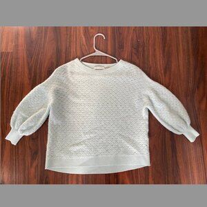 Alice + Olivia Saffi Pointelle Cashmere Pullover Sweater in Powder Blue